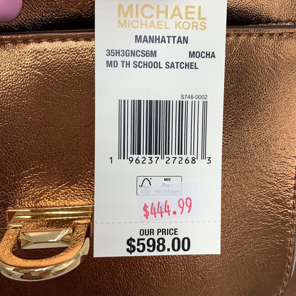 MICHAEL KORS 
Manhattan Medium Top Hand  School Patent Satchel MOCHA COLOR - Picture 16 of 16